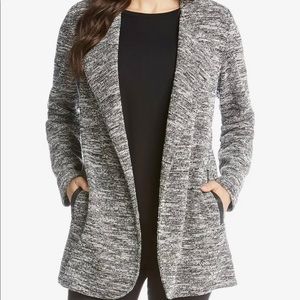 Karen Kane | Open Front Tweed Jacket With Faux Jacket Black/Cream